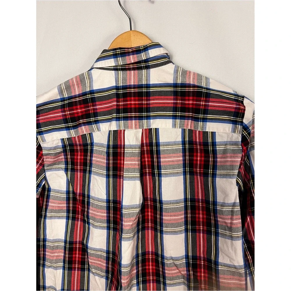 J. Crew Women's Red & White‎ Plaid Tartan model Button Down Shirt XS